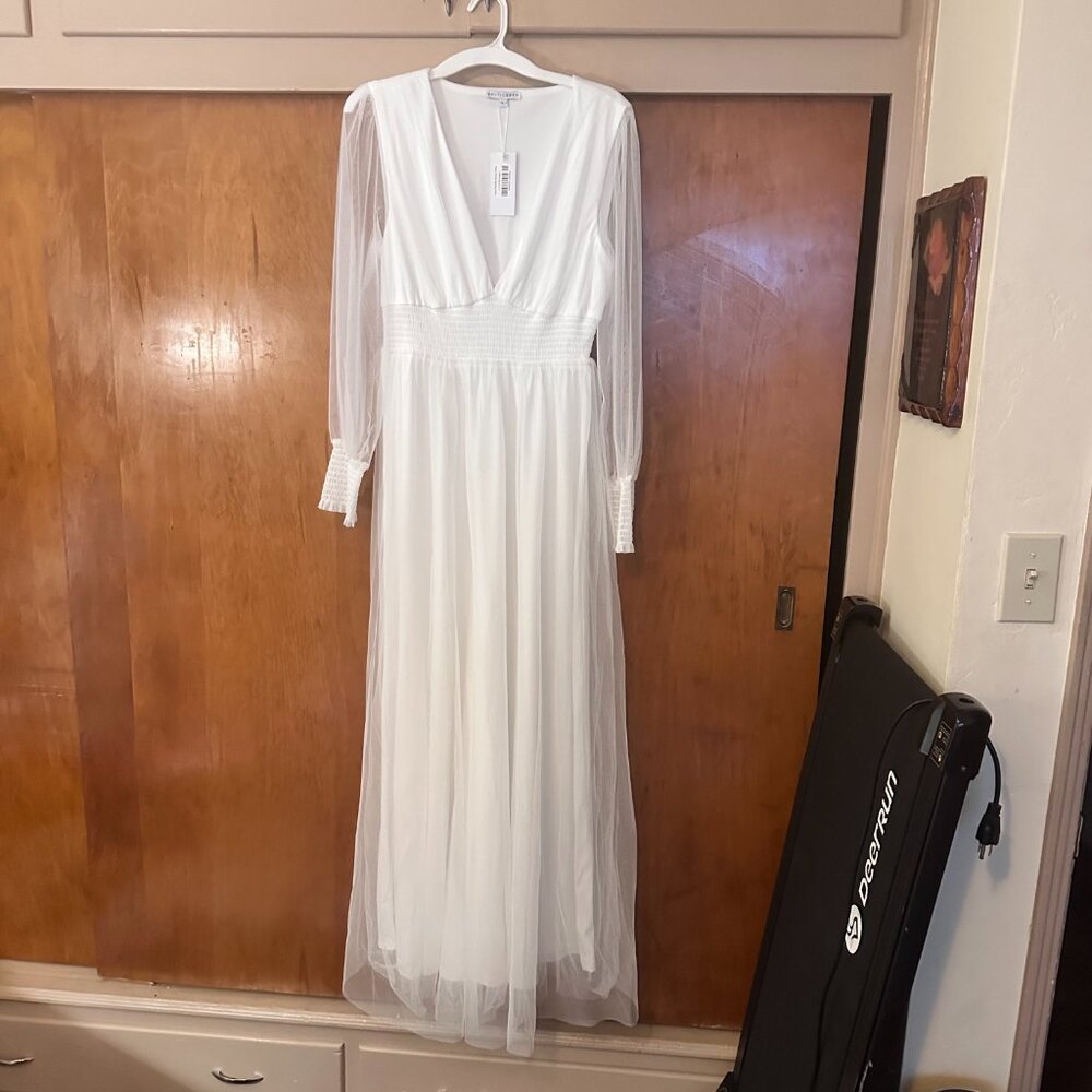 Layla Tulle Maxi Dress-White